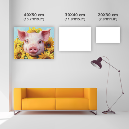 Pig in Sunflowers - Diamond Painting