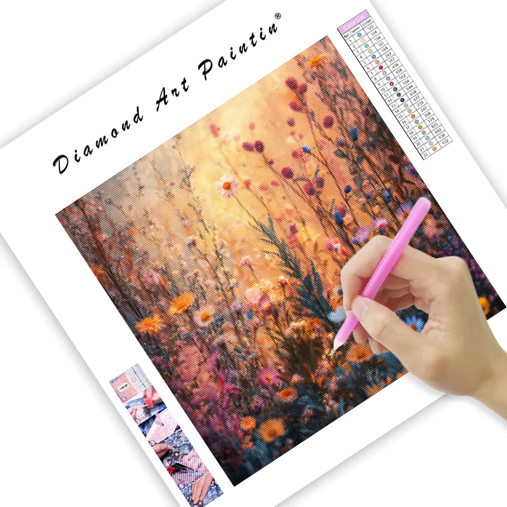 Dreamy Wildflower Landscape - Diamond Painting
