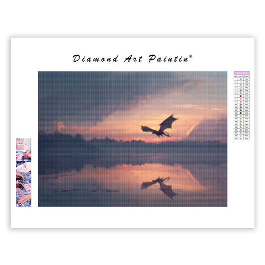 Dragon Over Lake - Diamond Painting