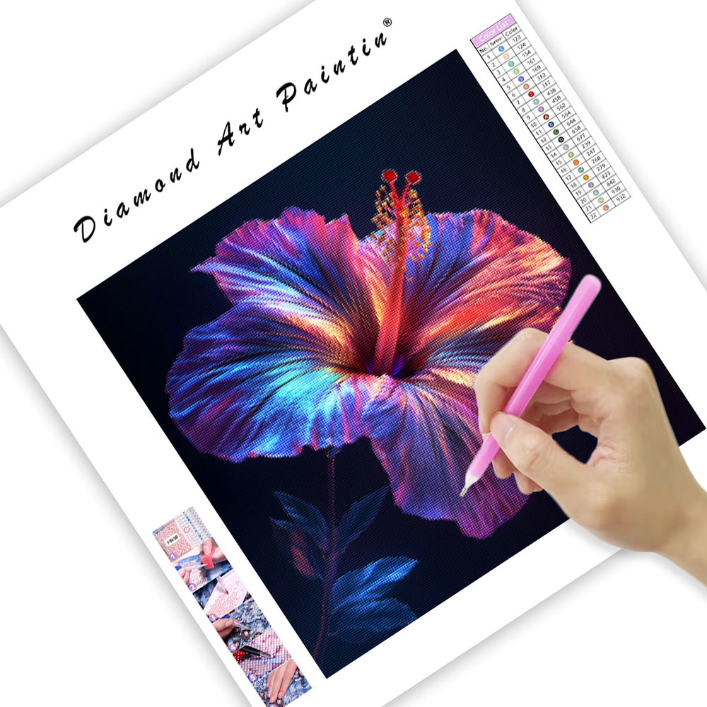 Neon Hibiscus Flower - Diamond Painting
