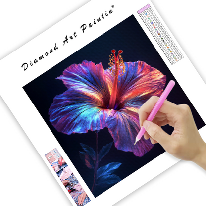Neon Hibiscus Flower - Diamond Painting