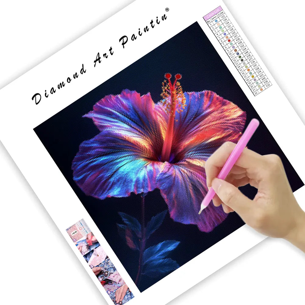 Neon Hibiscus Flower - Diamond Painting