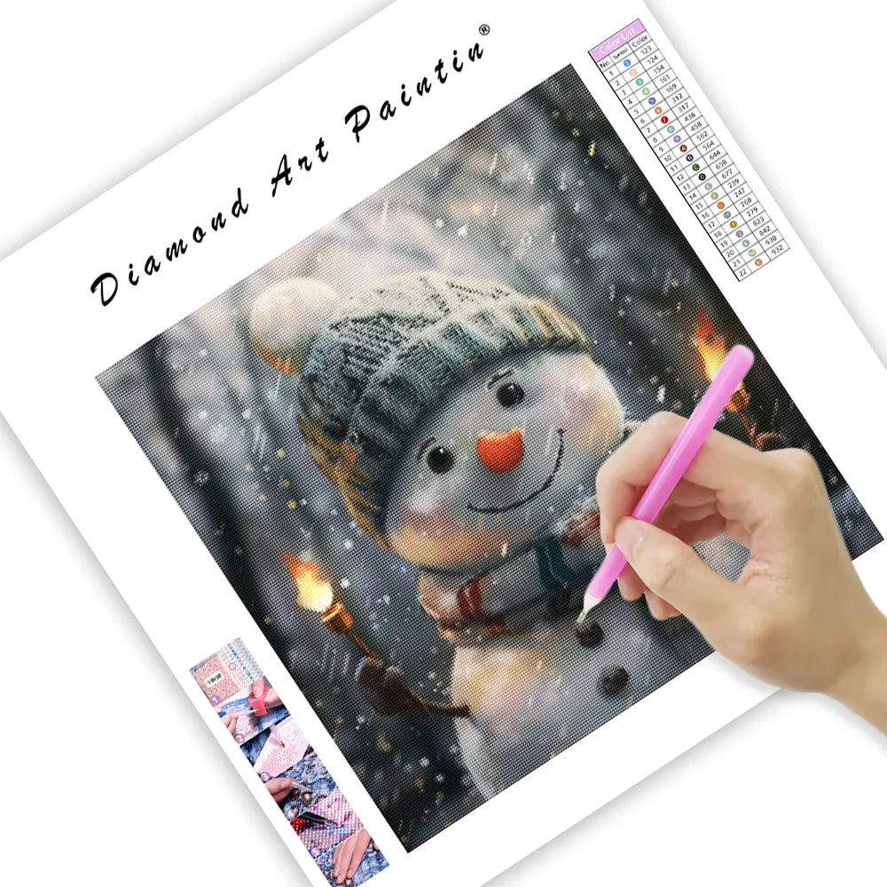 Cute Snowman in Forest - Diamond Painting