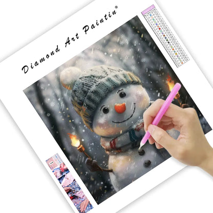 Cute Snowman in Forest - Diamond Painting