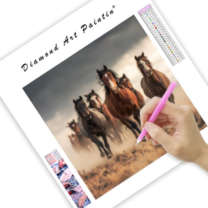 Wild Mustangs Running Free - Diamond Painting