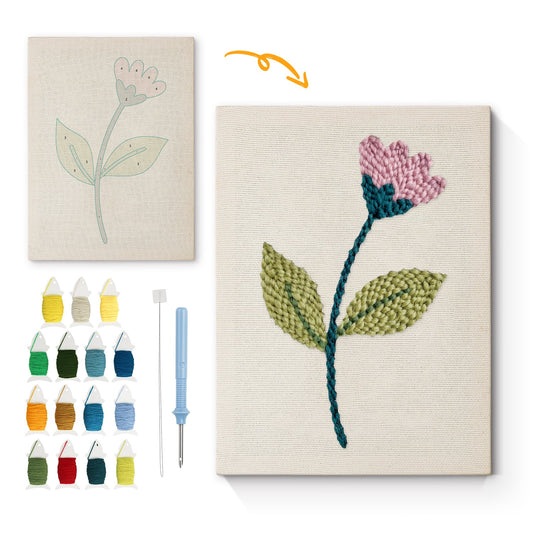 Blush Pink Blossom Stem - Punch Needle