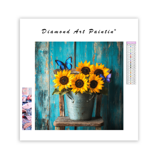 Sunflowers on a Wooden Chair - Diamond Painting