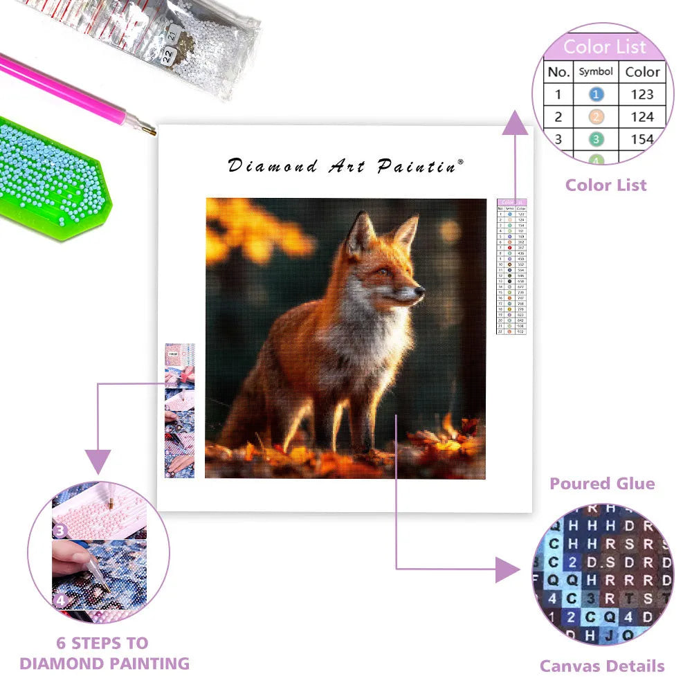 Red Fox in Autumn Forest - Diamond Painting