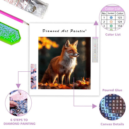 Red Fox in Autumn Forest - Diamond Painting