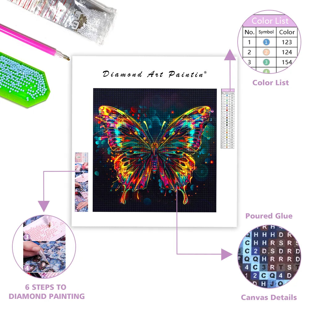 MultiColored Butterfly - Diamond Painting