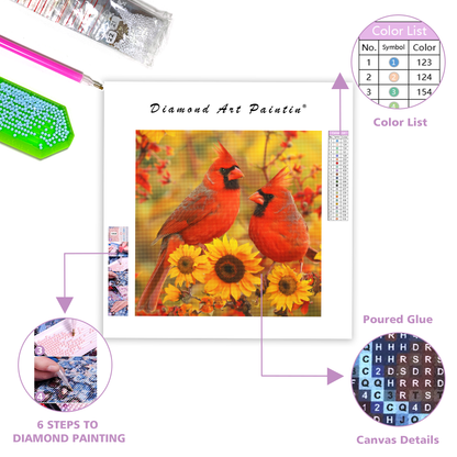 Sunflower Birds - Diamond Painting