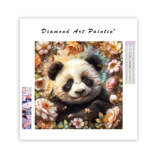 Floral Panda Charm - Diamond Painting