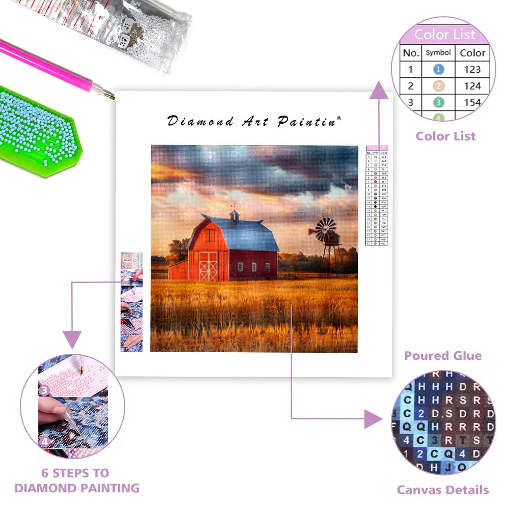 American Barn with Windmill - Diamond Painting