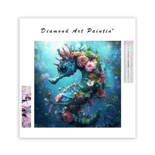 Floral Seahorse - Diamond Painting