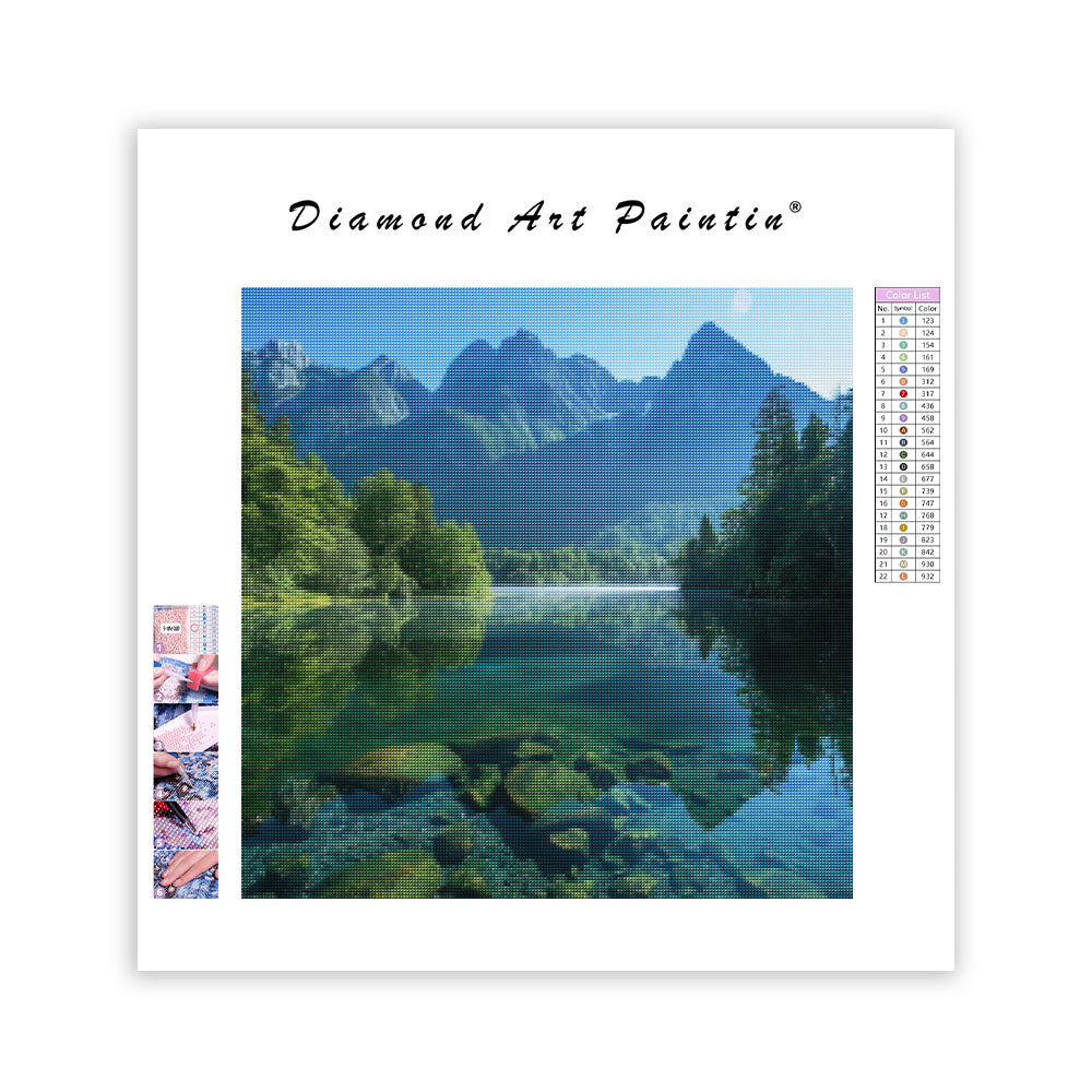 Crystal Lake in the Mountains - Diamond Painting