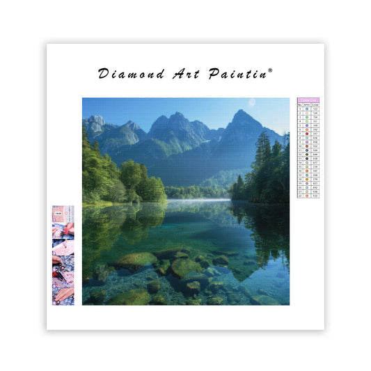 Crystal Lake in the Mountains - Diamond Painting