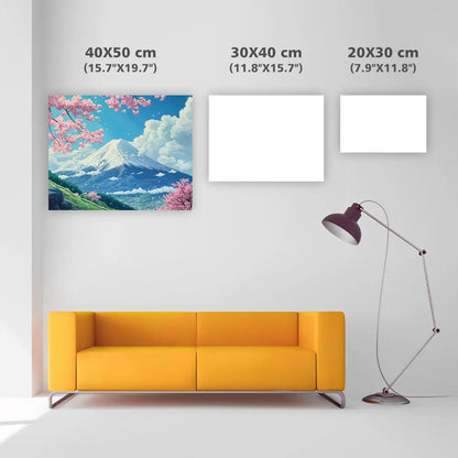 Cherry Blossoms and Mount Fuji - Diamond Painting