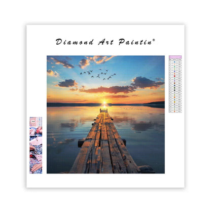 Sunset Lake Pier - Diamond Painting