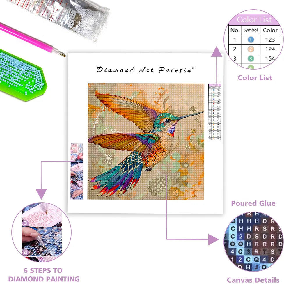 Abstract Hummingbird - Diamond Painting