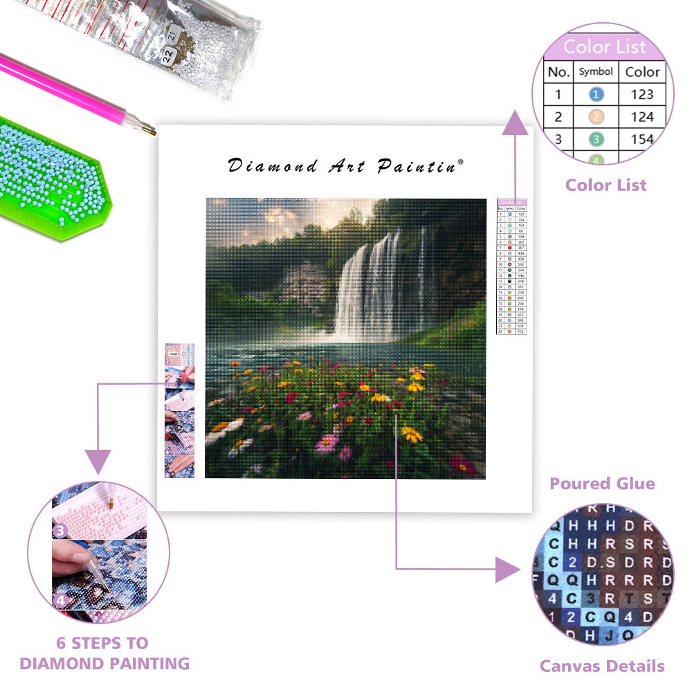 Serene Waterfall - Diamond Painting