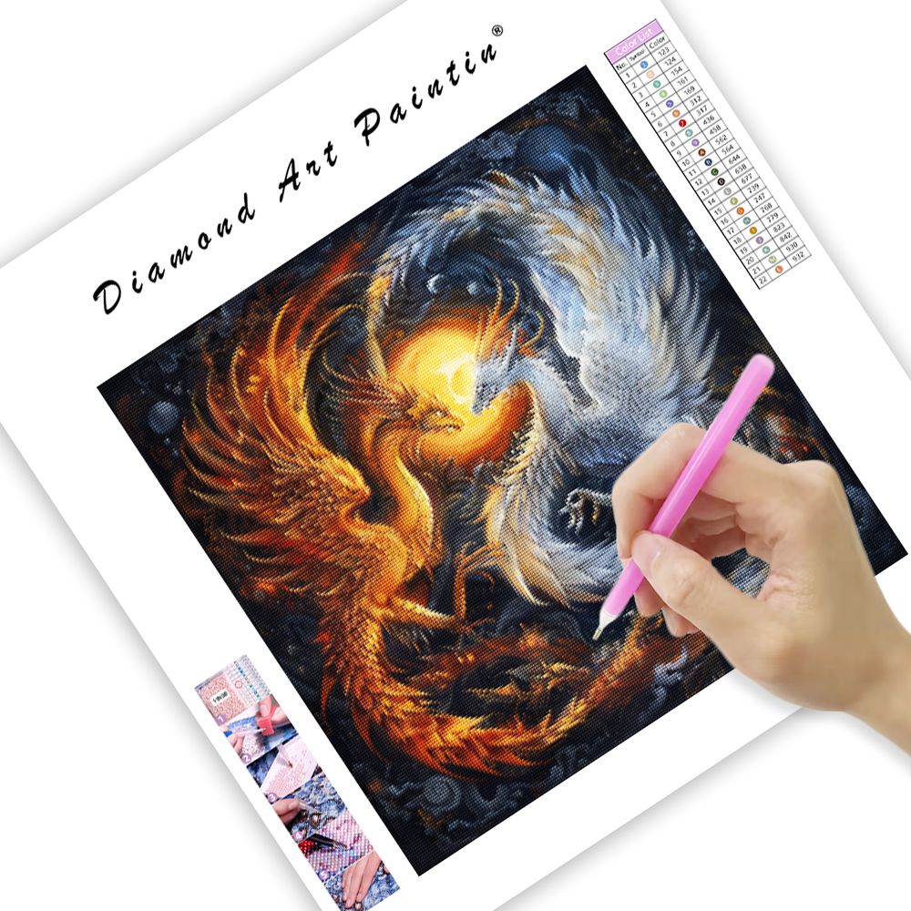 Yin Yang Dragon and Phoenix - Diamond Painting