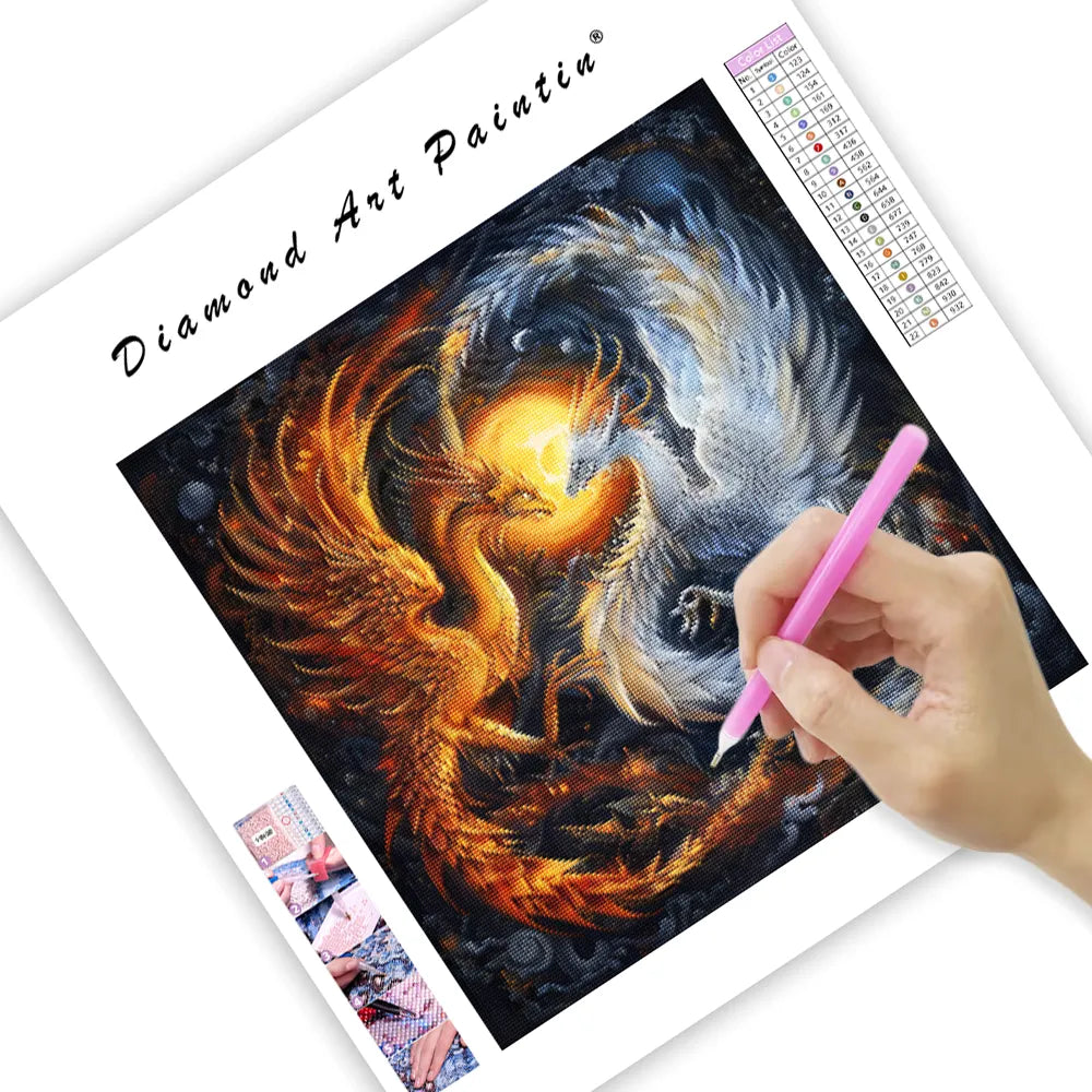Yin Yang Dragon and Phoenix - Diamond Painting