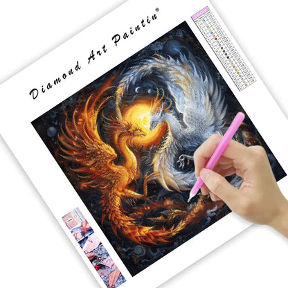 Yin Yang Dragon and Phoenix - Diamond Painting