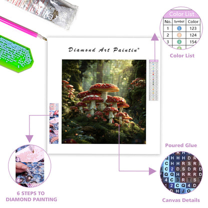 Enchanted Forest Mushroom Circle - Diamond Painting