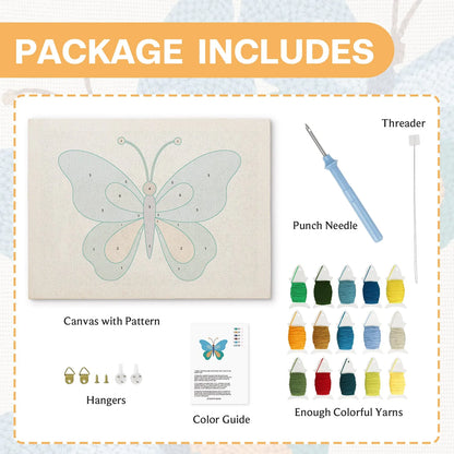 Blue & Orange Butterfly - Punch Needle