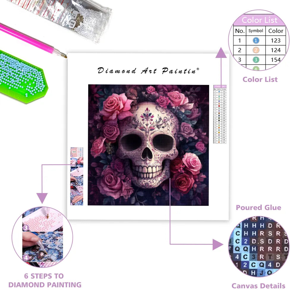 Floral Skull Beauty - Diamond Painting