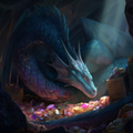 Blue Dragon Guarding Treasure - Diamond Painting