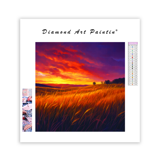 Sunset Grassland - Diamond Painting