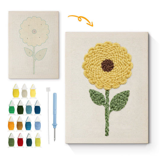 Sunflower Embroidery - Punch Needle