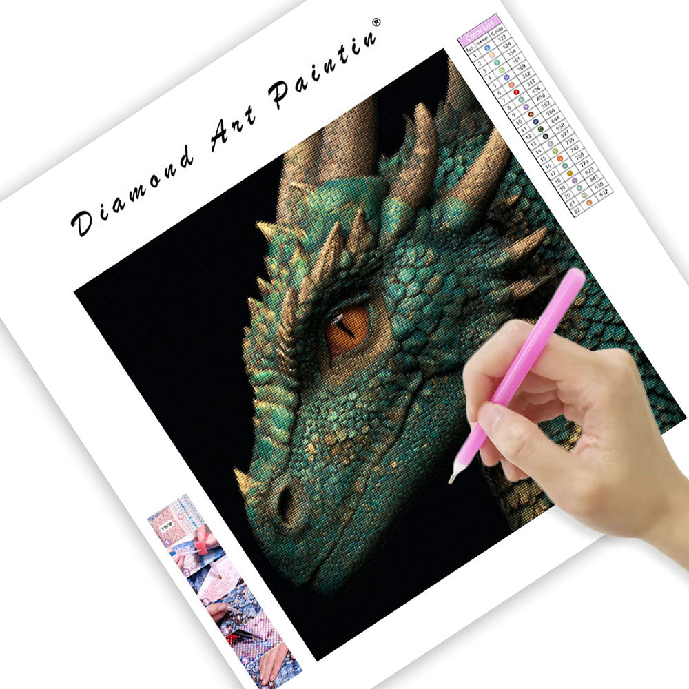 Emerald Dragon Head - Diamond Painting