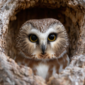 Saw-whet Owl Peeking - Diamond Painting