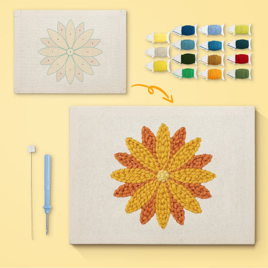 Yellow Sunflower - Punch Needle
