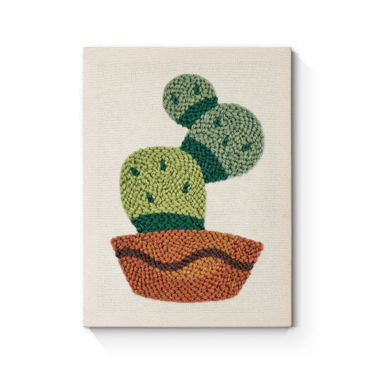Cactus Embroidery in Pot - Punch Needle