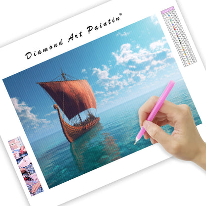 Viking Ship at Sea - Diamond Painting