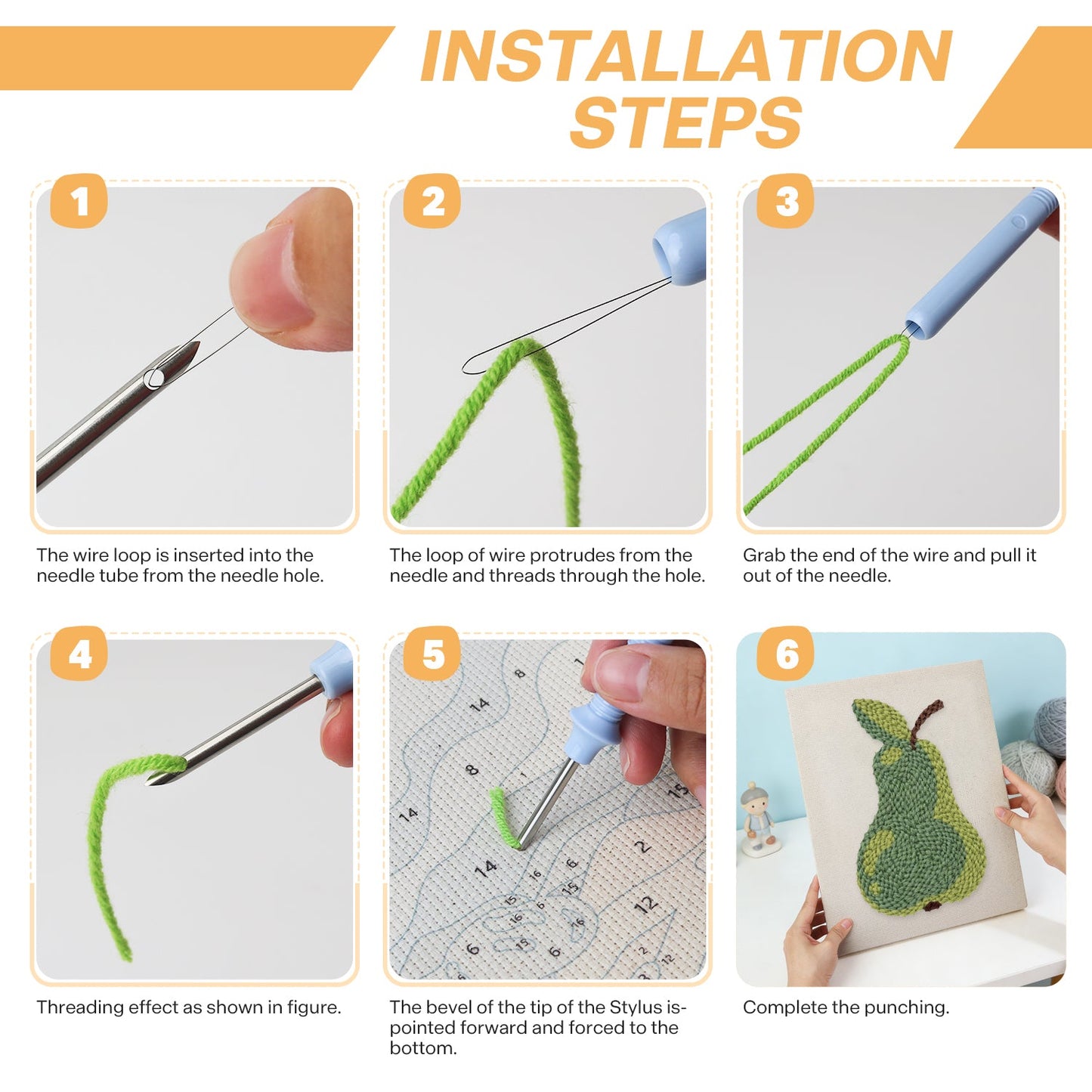 Green Pear - Punch Needle