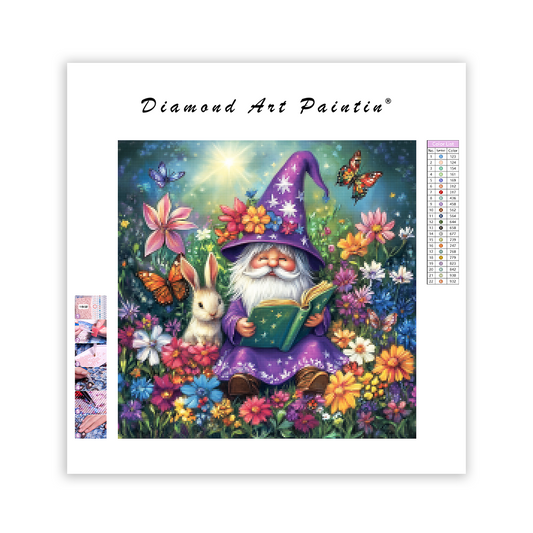 Whimsical Gnome and Bunny - Diamond Painting