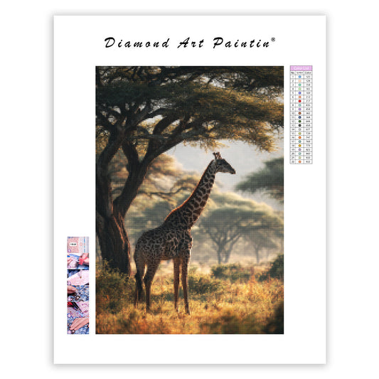 Giraffe Browsing the Acacia Trees - Diamond Painting
