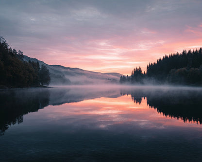 Foggy Lake at Sunrise - Diamond Painting