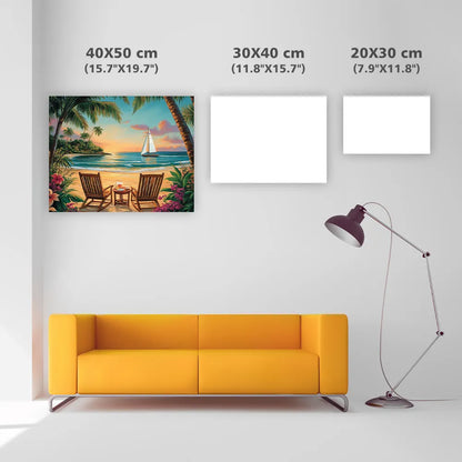 Tranquil Tropical Beach at Sunset - Diamond Painting