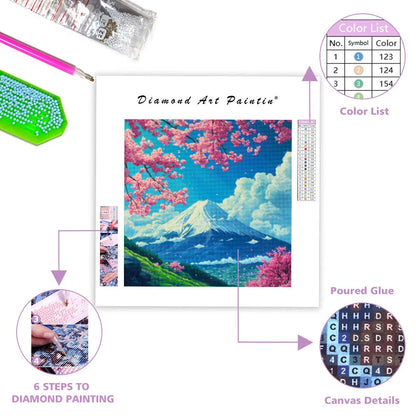 Cherry Blossoms and Mount Fuji - Diamond Painting