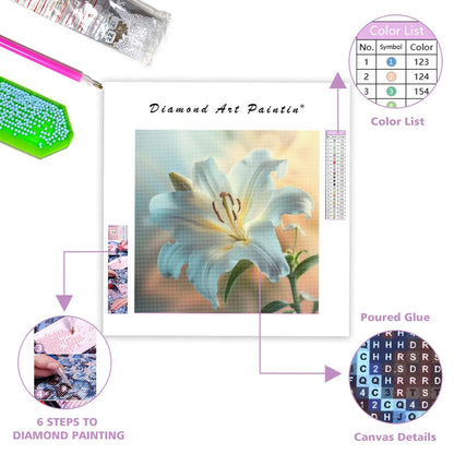 White Lily Glow - Diamond Painting