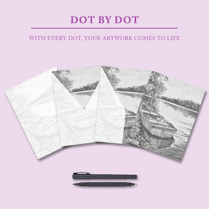 Boats in the Lake - Dot Painting