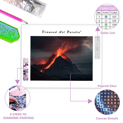 Icelandic Volcano Erupting - Diamond Painting