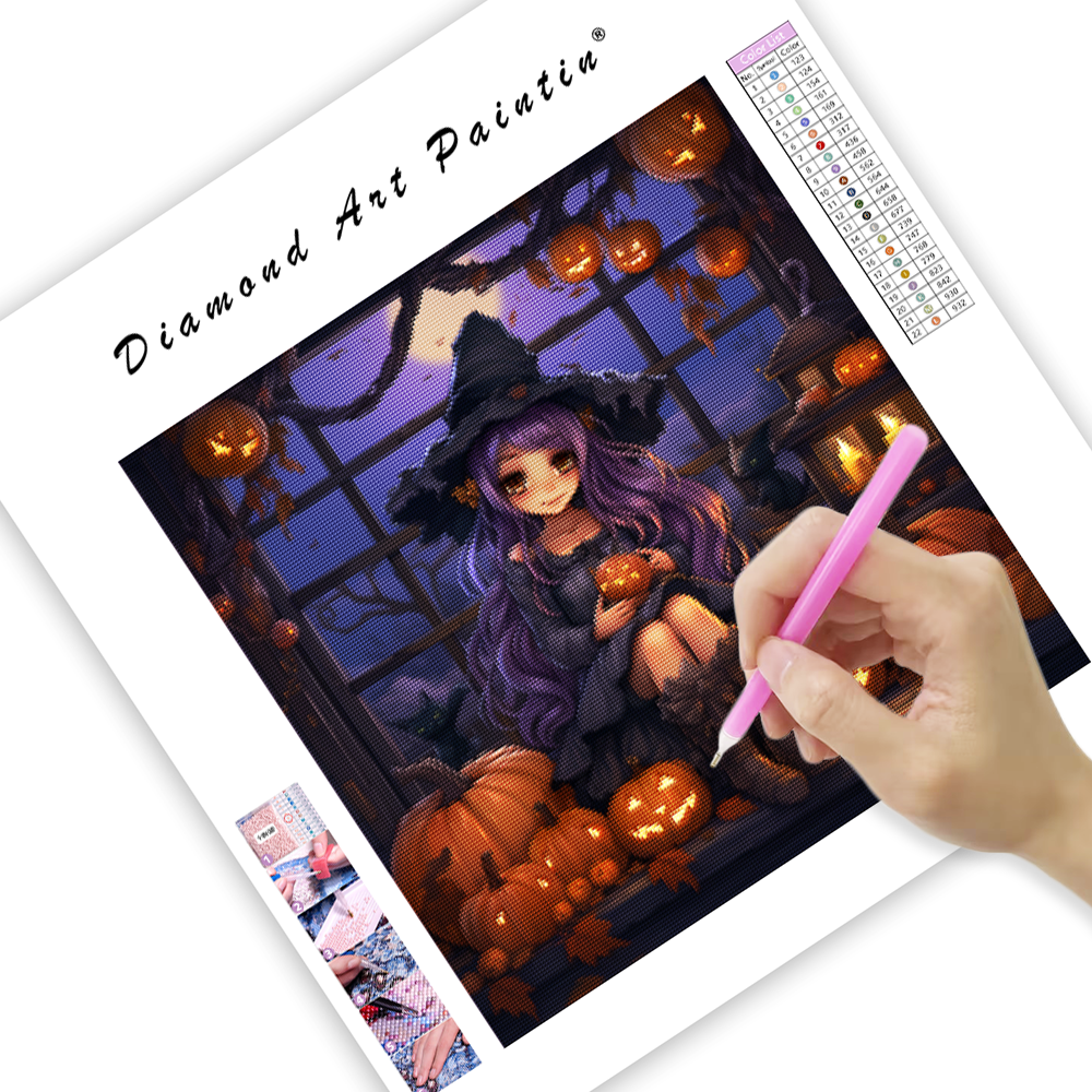 Witch Girl with Purple Hair - Diamond Painting
