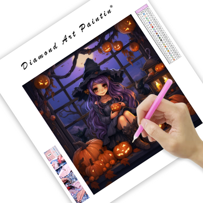 Witch Girl with Purple Hair - Diamond Painting