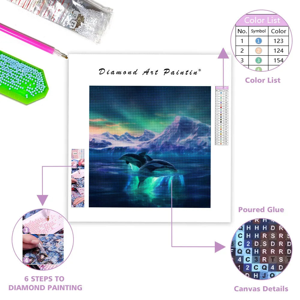 Aurora Dolphins(Limited Time Special) - Diamond Painting